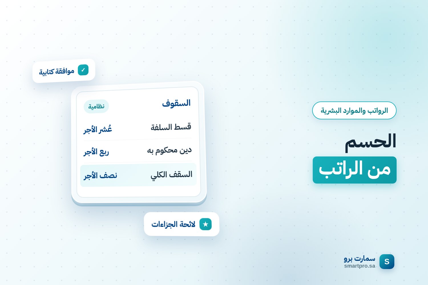 غلاف مقال الحسم من الراتب: بطاقة تعرض سقف كل بند والسقف الكلي